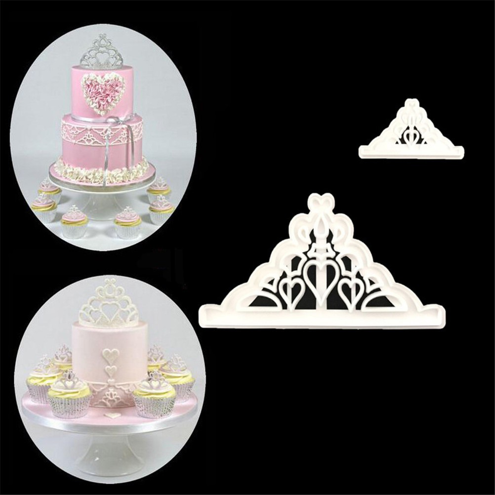 Lov 2pcs Crown Cookies Biscuit Cutters Moulds Fondant Mold Diy