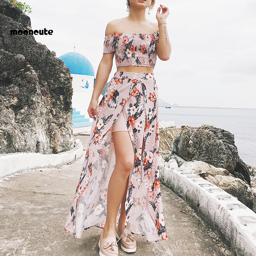 off shoulder crop top gown