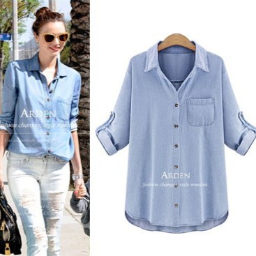 plus size denim tops