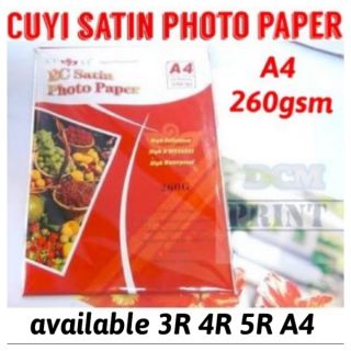 CUYI RC Satin A4,3R,4R,5R photo paper, High Quality