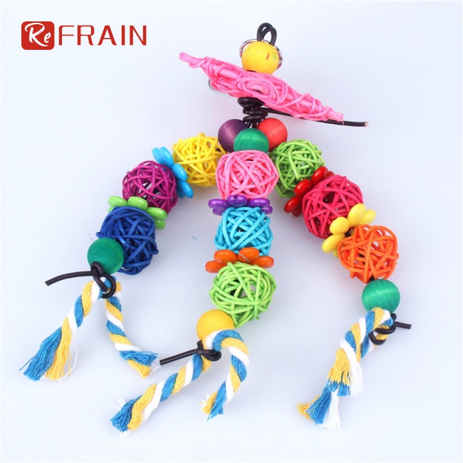 【COD】 Parrot Colorful Rattan Ball Chew Toys Bird Accessories With Hanging Ring For Parakeets Cockatiels (random Color) #5