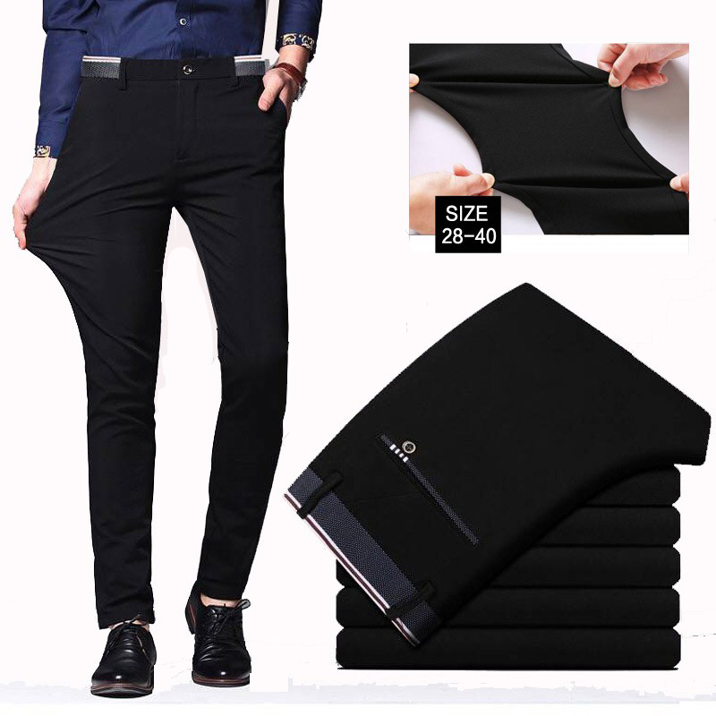【Local Delivery】Men's Formal Pants Thin Office Stretchable Slacks Slim ...