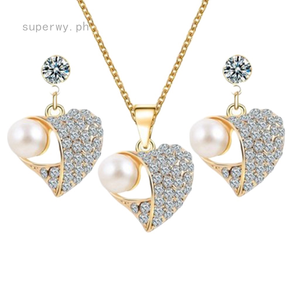 pearl pendant necklace and earring set