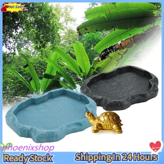 [Ready Stock] Resin Durable Reptile Rock Food and Water Dish Feeder Bowl for Tortoise Lizard