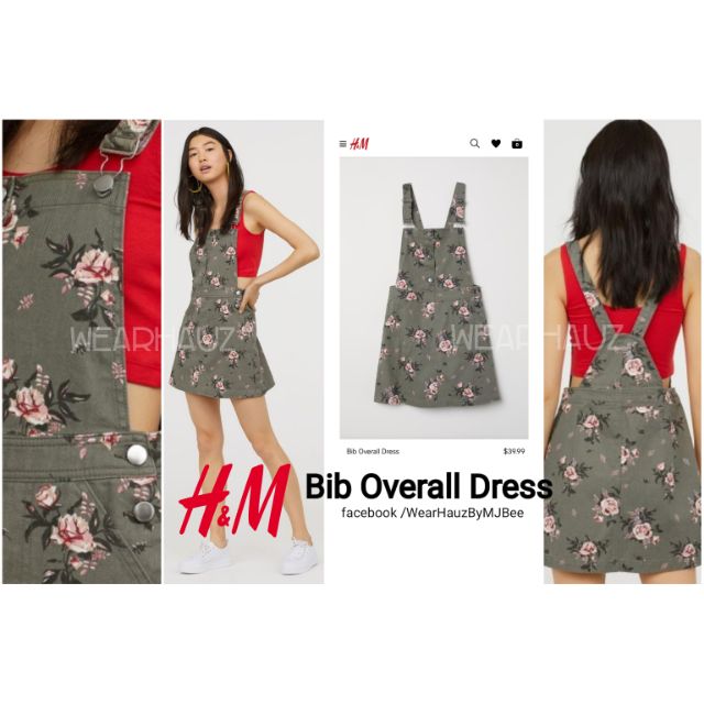 H M Khaki Floral Jumper Skirt Shopee Philippines