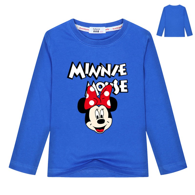 Kids Long Sleeve T Shirt Girls Mickey Minnie Mouse Print T Shirts Children Spring Casual Tops Shopee Philippines - angie off the shoulder striped shirt blue roblox