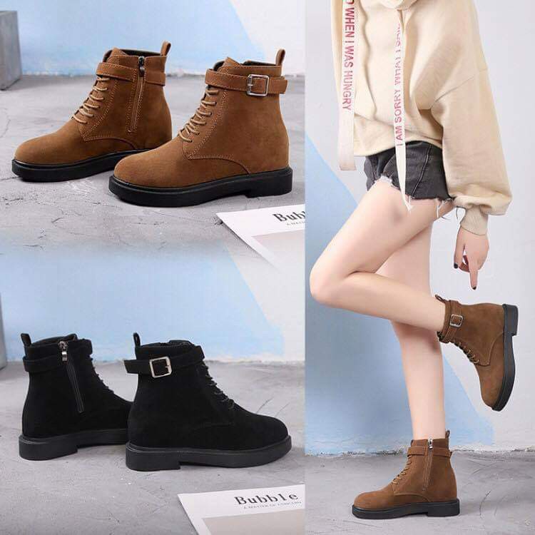 KOREAN FASHION WOMEN'S BOOTS WILD LACE UP FLAT ANKLE SHORT BOOTS FOR