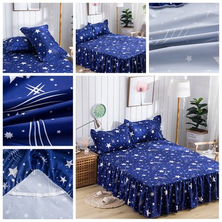 Allswonderland 【COD】Waterproof bed skirt flamingo bedsheet twin queen king size bed sheet pillowcase #8