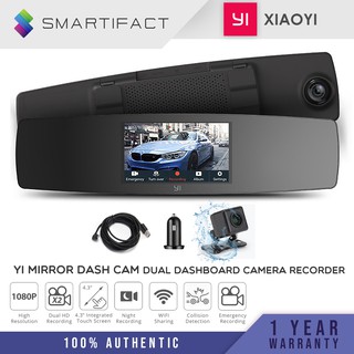 YI Mirror Dash Cam Dual Dashboard Camera Recorder Touch Screen Front Rear View HD Camera