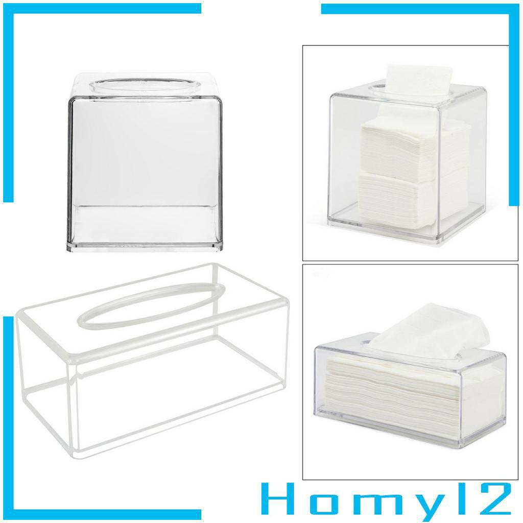 [HOMYL2] Clear Acrylic Tissue Box Napkin Holder Paper Case Cover Home Dining Decor