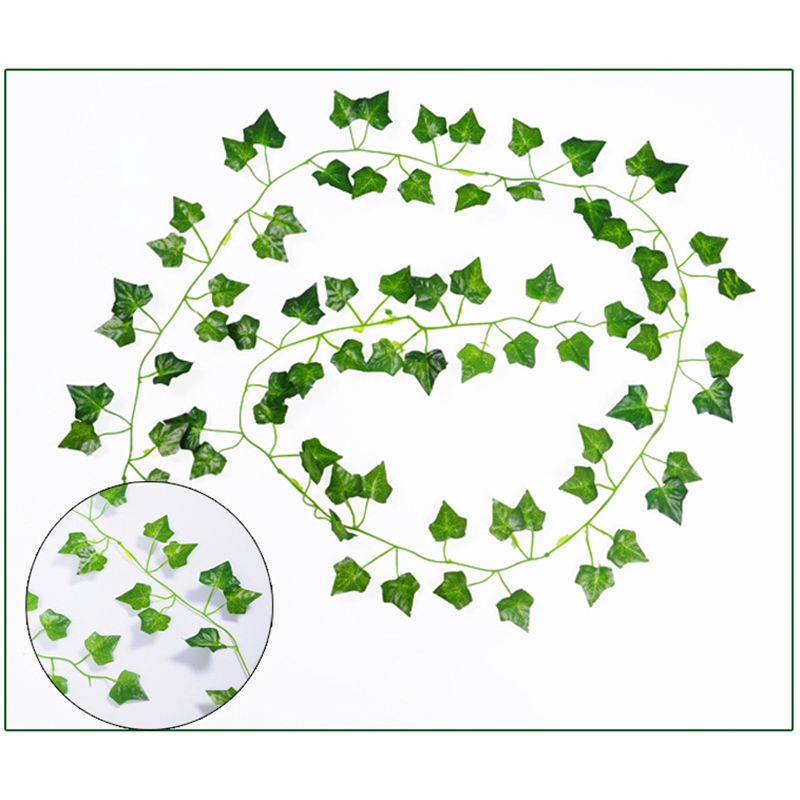 2 Pcs Ivy Leaf Garland Green Radish Plant Plastic Vine Foliage Home Garden Decor