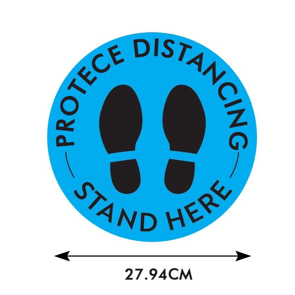 Social Distancing Floor Decal Stickers Bank 12 Wait Here Sign Keep 6 Feet Safety Distance Sticker Markers Grocery Lab Pharmacy for Crowd Control Guidance 20 Pack Stand Decal