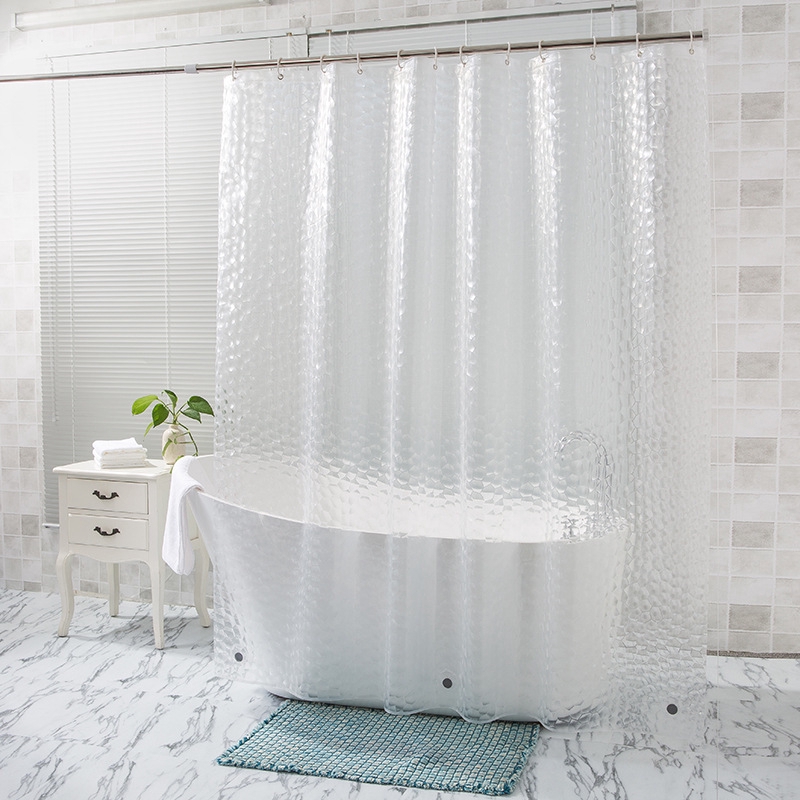 clear shower curtain with design