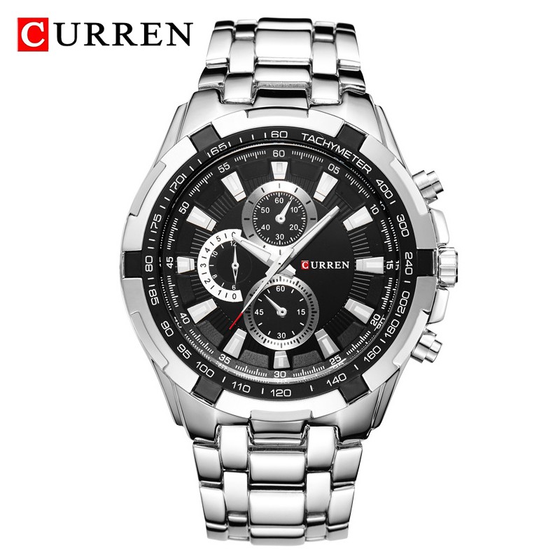 CURREN Brand Fashion Casual Men's Quartz Sports Watch  Men's Business Stainless Steel Strap Waterproof Watch