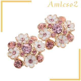 [AMLESO2] 5pcs Flower Crystal Sewing Shank Buttons for Garment Accessories DIY Decor #4