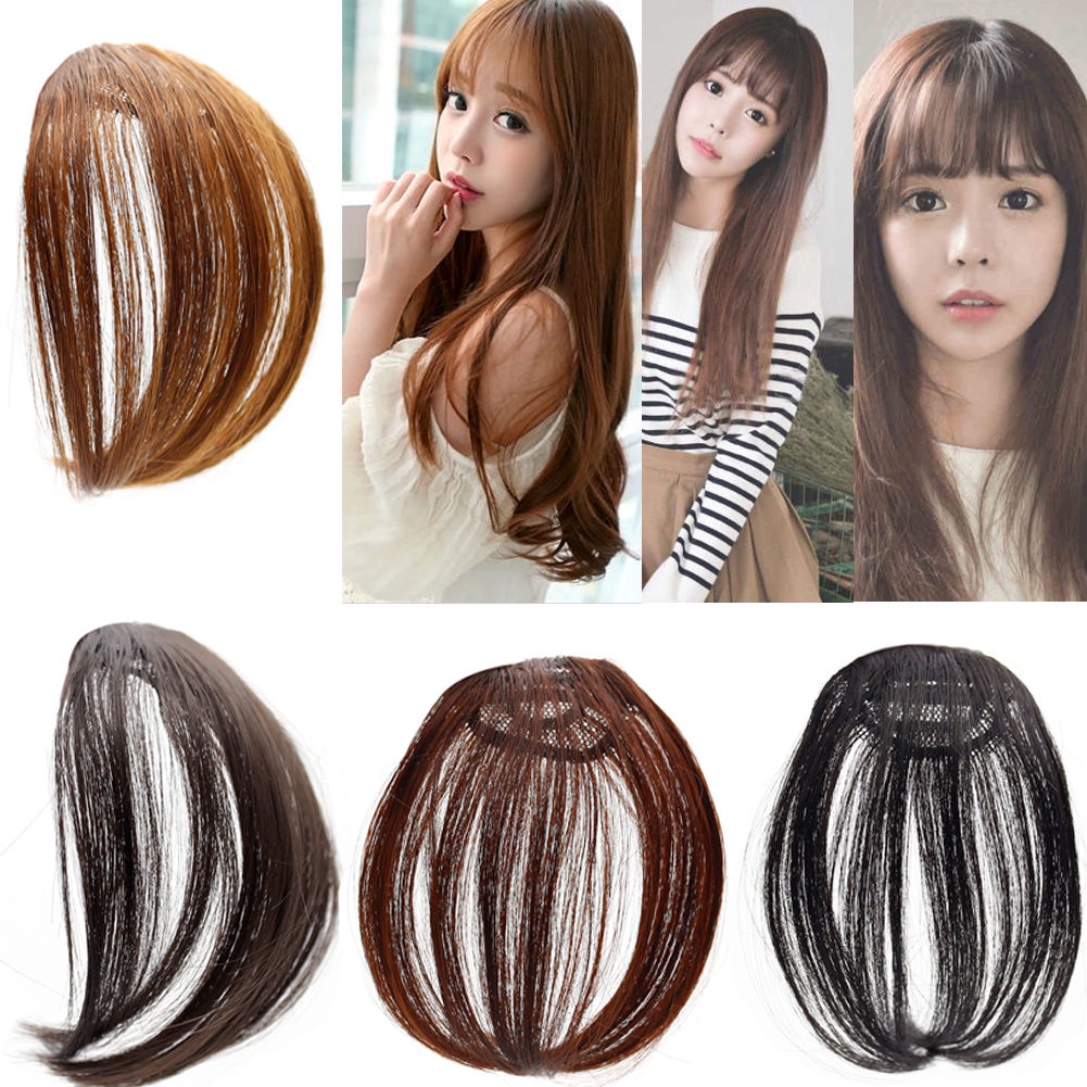 Thin Fake Bangs Neat Air Synthetic Hair Extensions Clip In On