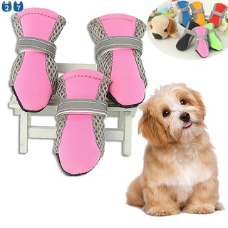¤✷『27Pets』4pcs Dog Shoes Breathable Mesh Pet Shoes Magic Stick Lightweight Dog Shoes Beauty Pet Shoe