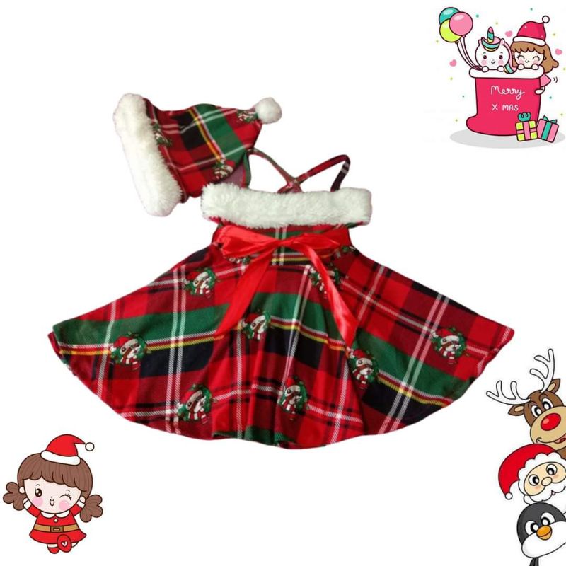 Onhand Cute Baby Girls Santa Dress Christmas Dress 0-6years Old