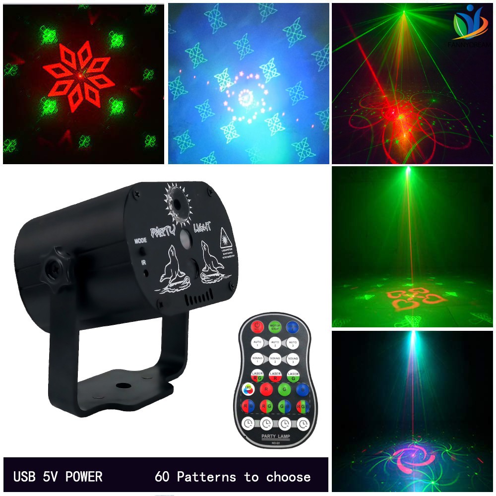 Disco Light Mini LED Stage Lighting Red and Green With Sound Activated Color Rotating for Disco DJ Party Festival Celebration 