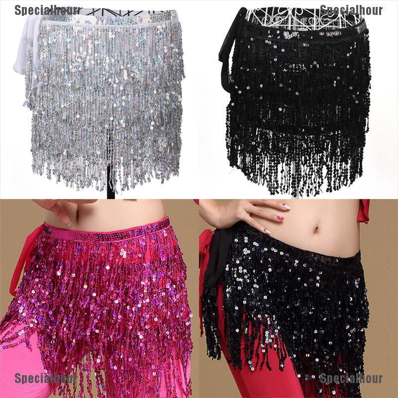 Belly Dance Hip Scarf Belt Sequin Tassel Fringe Wrap Skirt Festival Clothing