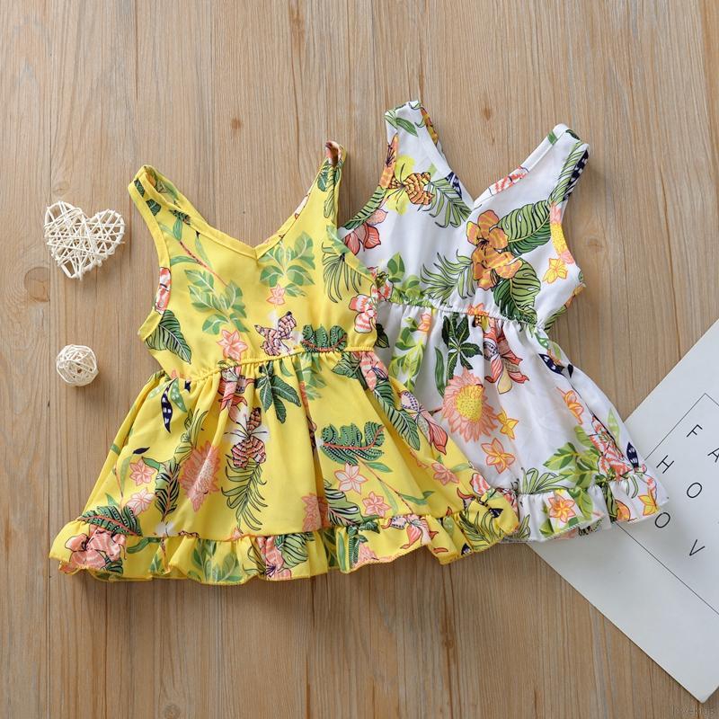 BOBORA Baby Girl Summer Sleeveless Frilly Dress Toddler Flowers Princess Mini Dress 0-4Years