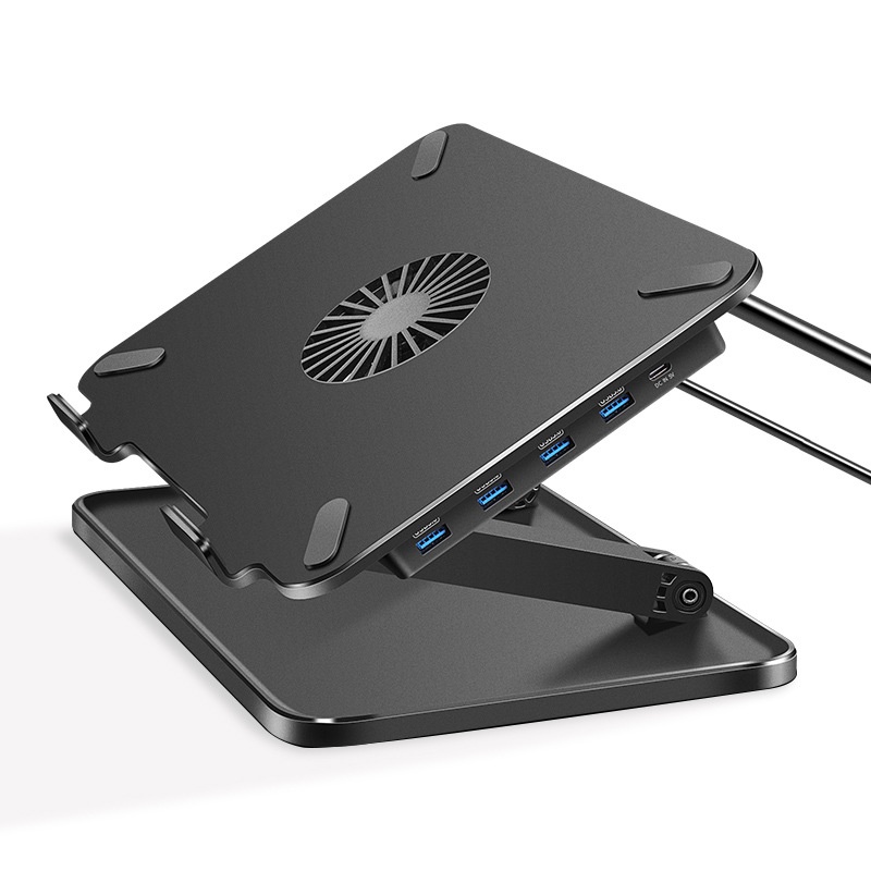 Multifunction Laptop Stand with Cooling Fan + 4Pcs USB Port, Height