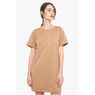 beige shift dress