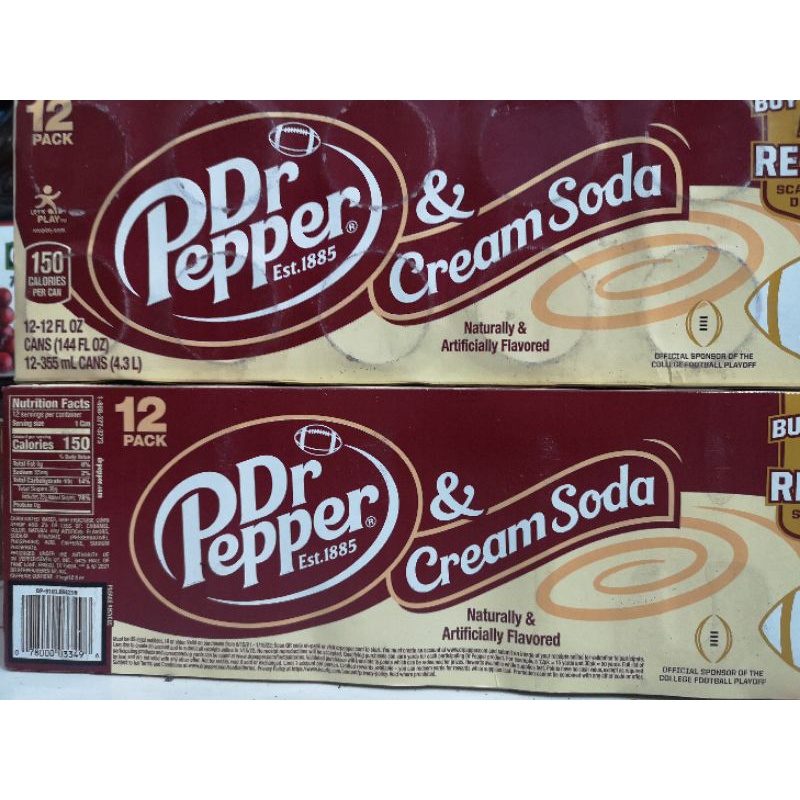 Dr. Pepper & Cream Soda 12 x 355mL Original Authentic Creamsoda ...