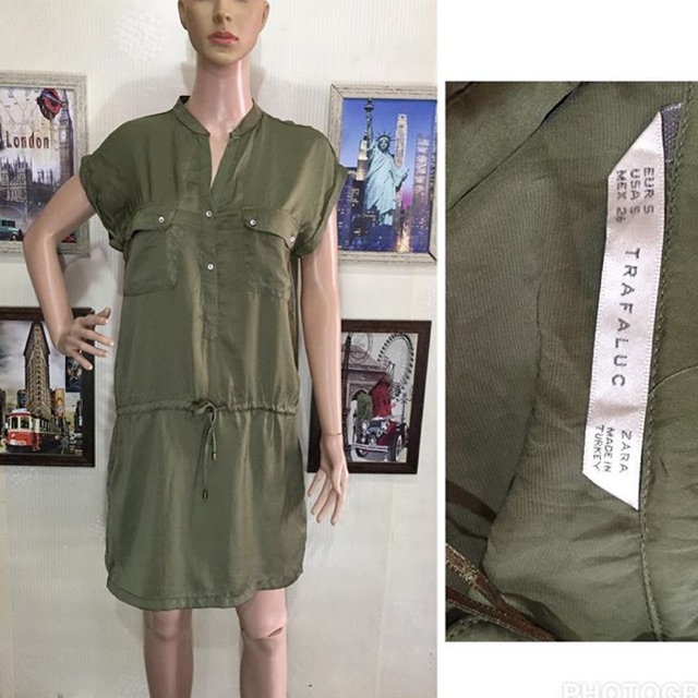 Zara olive green dress size Small 