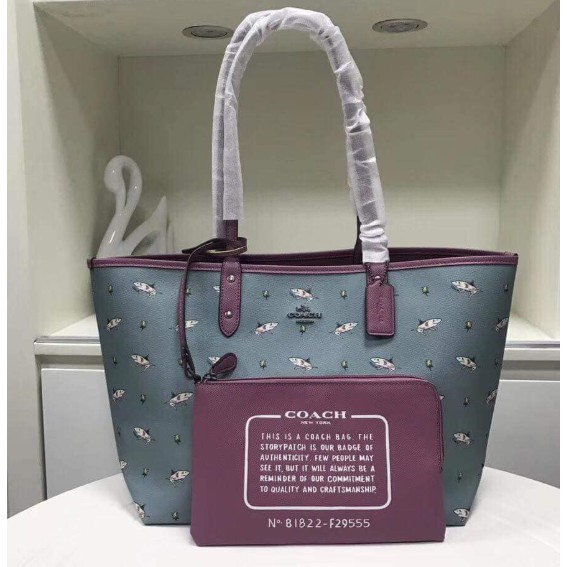 coach reversible tote blue