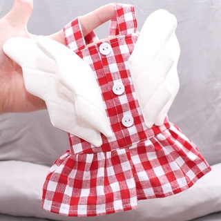 Small Wing Checked Skirt Summer Thin Teddy Pet Dog Pomeranian Poodle Schnauzer Bichon Clothes Dogs #5
