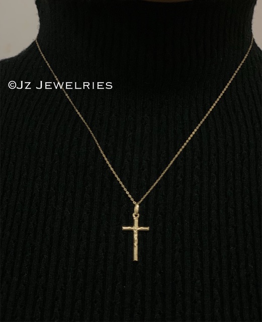 18k Saudi Gold Cross Necklace with Tauco Chain 16” 18” 20” COD JZ118022