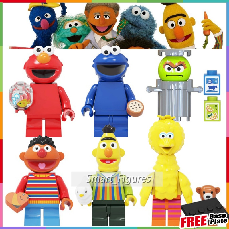 Sesame Street Minifigures Emie Bert Big Bird Elmo Cookie Monster Oscar
