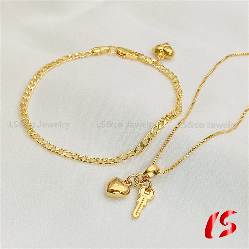 LS jewelry 24K Bangkok Gold Necklace Bracelet Jewelry Set NZ1205+B1188