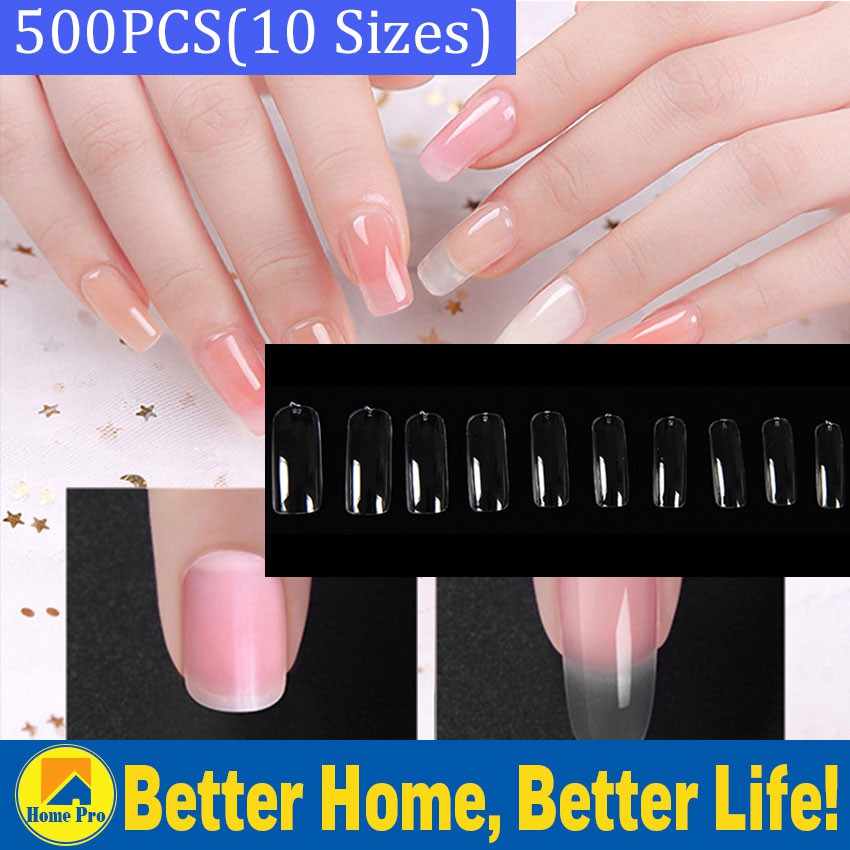 500pcs Stiletto Long Nails Transparent Nail Art Tips Diy Acrylic Fake Nail Plastic Press On Nails Shopee Philippines