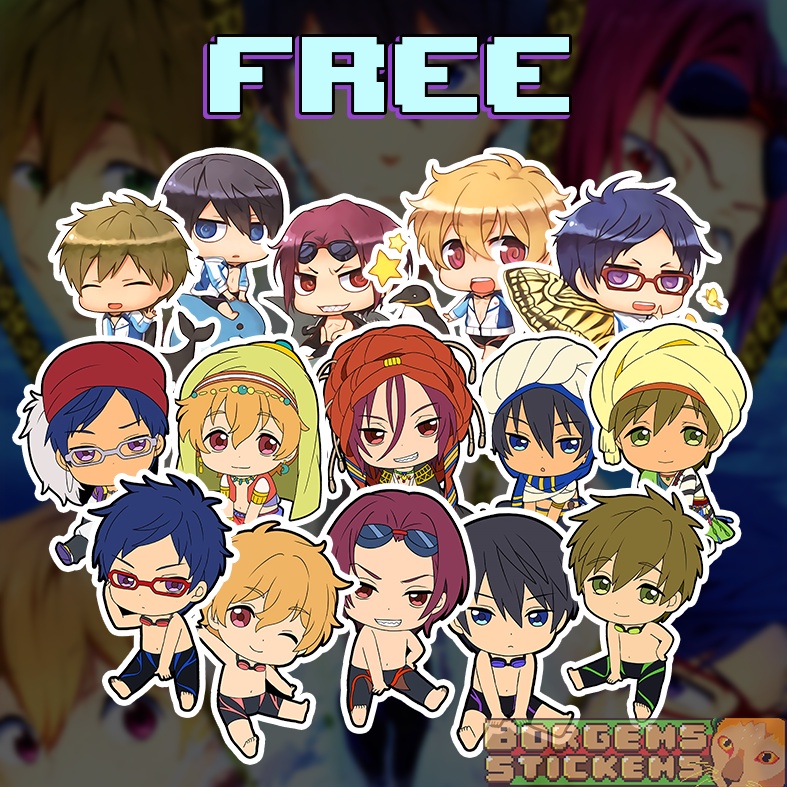 Anime Sticker】 Free! Iwatobi Swim Club the sports swimming Anime Chibi  stickers. | Shopee Philippines
