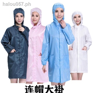 ready stock▤Anti-static hooded gown zipper type food and pharmaceutical overalls with hood and dust-free clothes