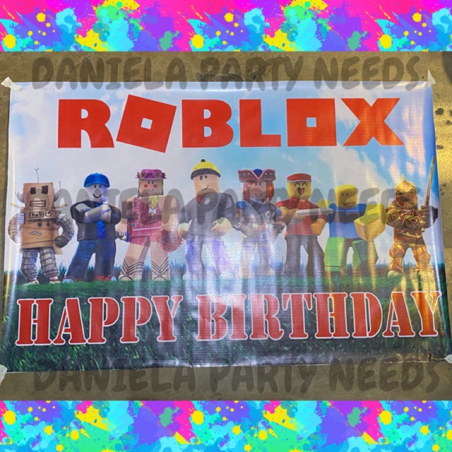 Roblox Birthday Theme Poster Roblocks Theme Party Banner Shopee Philippines - roblox birthday party set roblox theme party decoration set roblocks party set shopee philippines