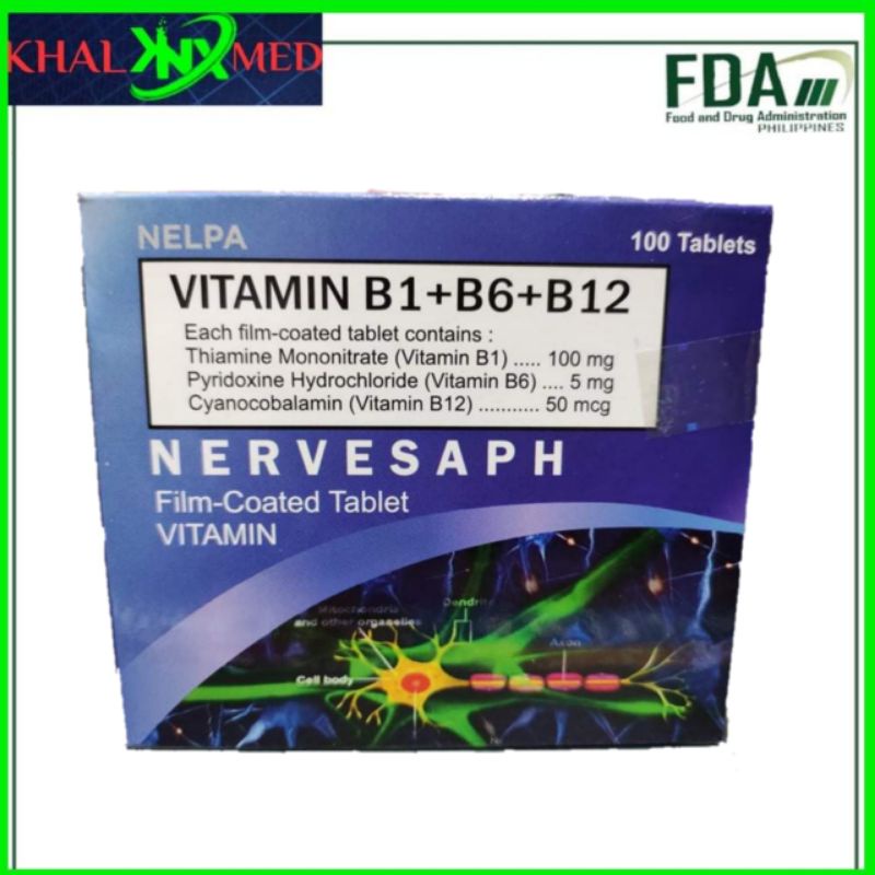 NERVESAPH VITAMIN B COMPLEX B1 + B6 + B12 100 Tablets | Shopee Philippines