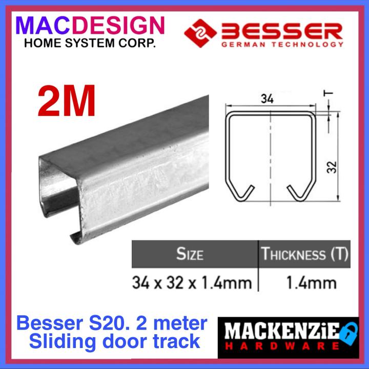 Besser Sliding Door Track Only S20 34mm, Sliding Door Hardware Dimensions