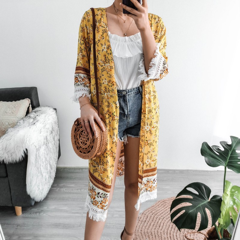 long flower cardigan