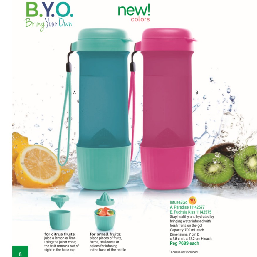 Infuse Water Bottle Container/ Infuse to go tupperware eco bottle