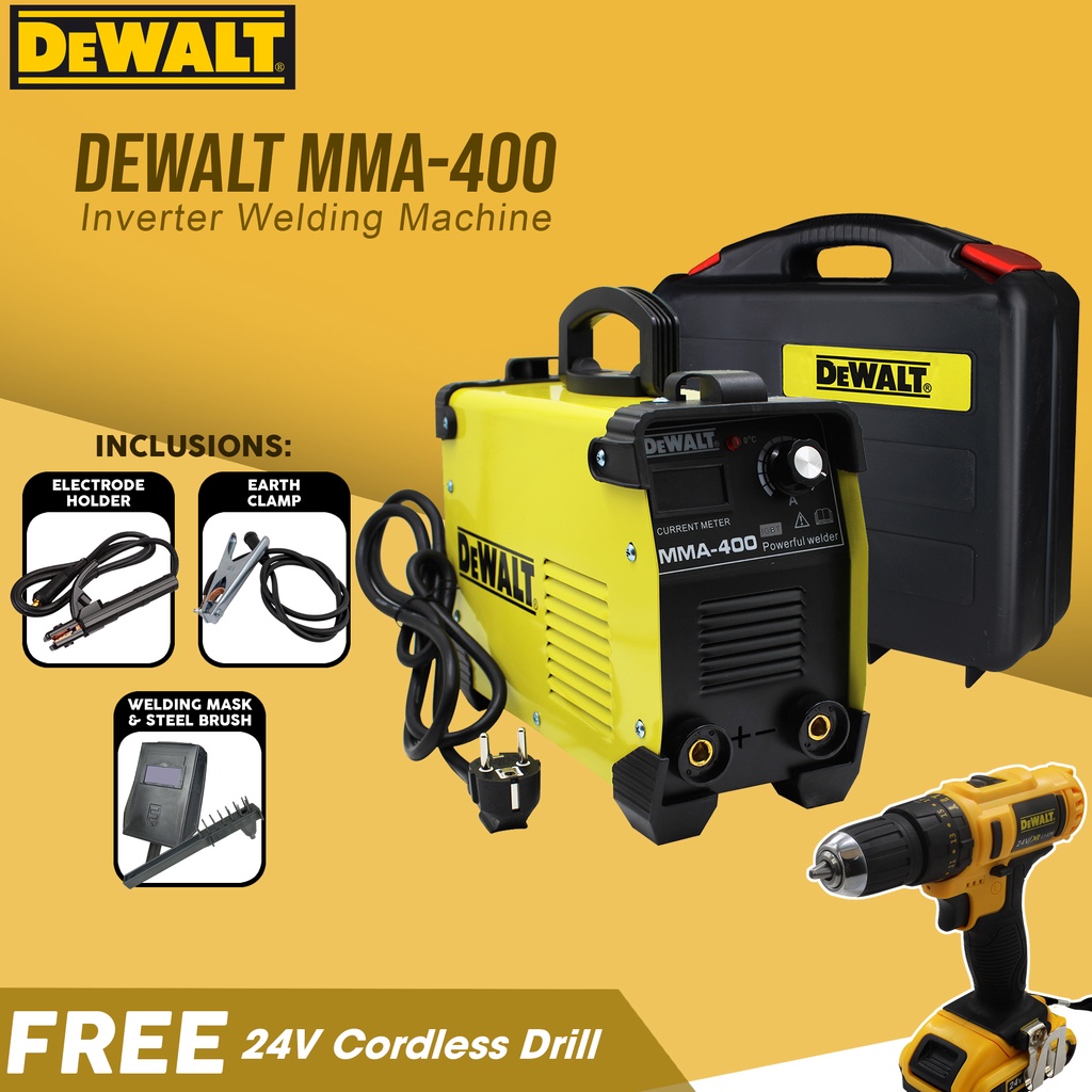 DeWALT MMA400 Welding Machine with Case (FREE DeWALT 24V Cordless