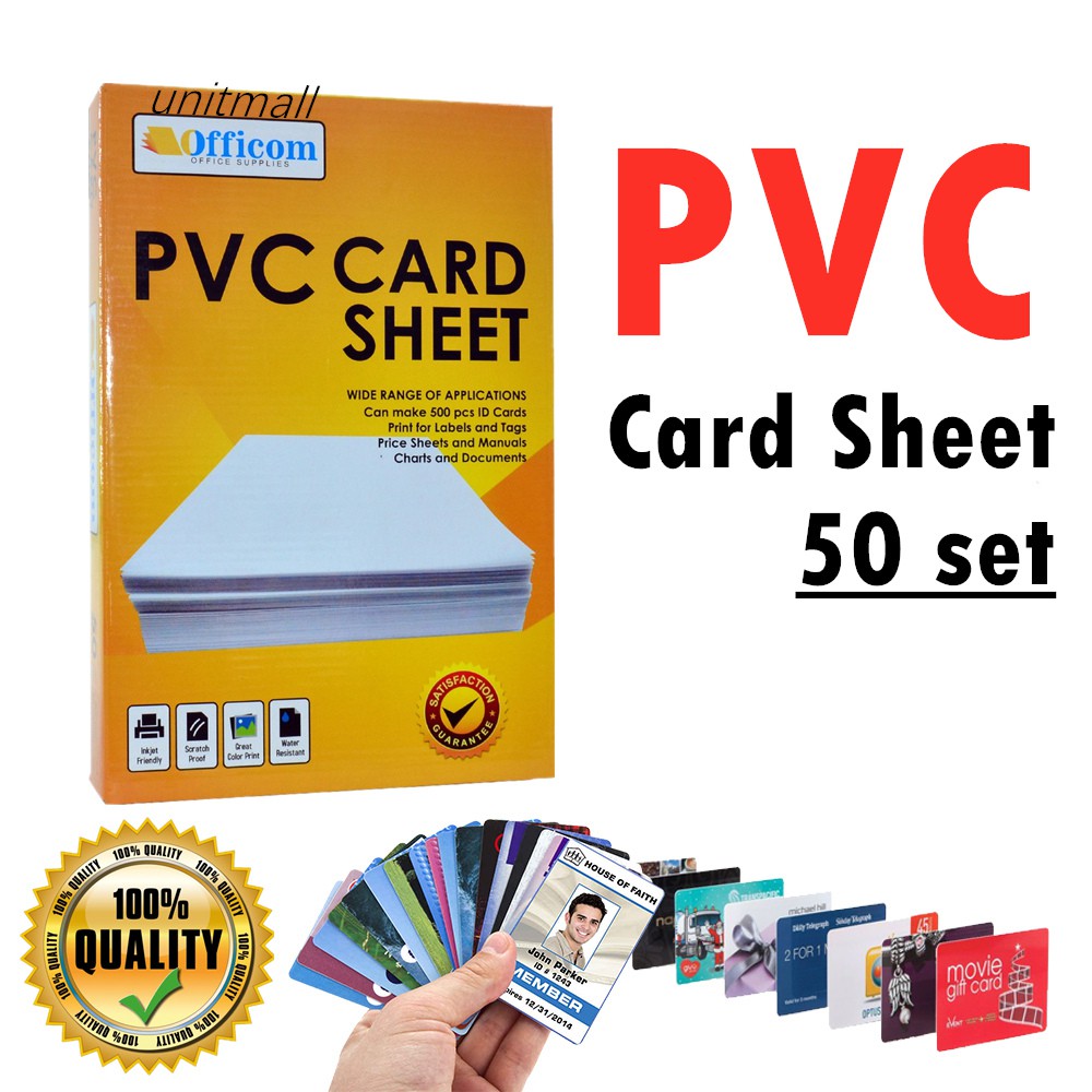 Officom PVC ID Sheet (50 sets) Printable white pvc id sheets | Shopee ...