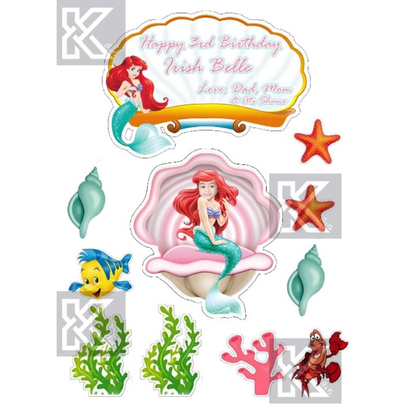 Mermaid Topper, The Little Mermaid Cake Topper Personalized Age Cake Topper Princess Cake Topper 