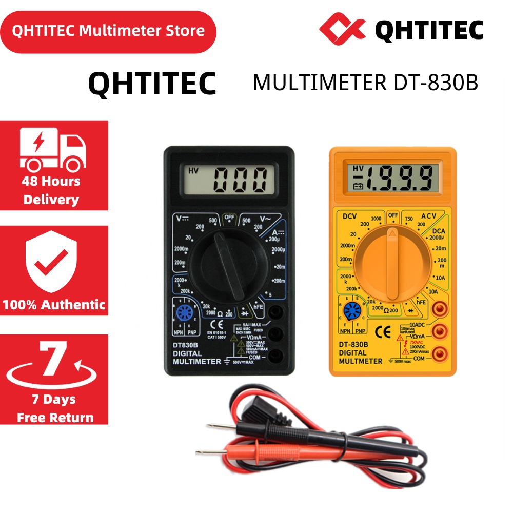 【QHTITEC】Digital Multimeter DT830B Electric Voltmeter Ammeter Ohm