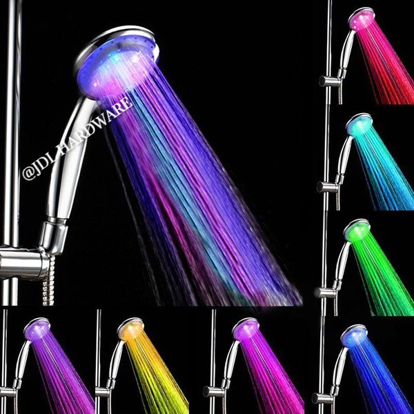 0003+0604 7 Colors LED Romantic Light Changing Shower Head (NO BATTERY NEEDED ) 1.5 Meters Hose
