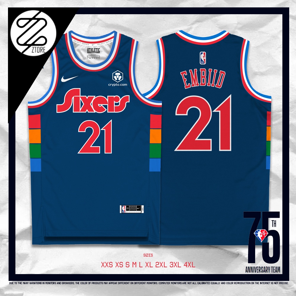 Ztore 75th Edition NBA Phila 76ers Joel Embiid Jersey 2022 Full ...