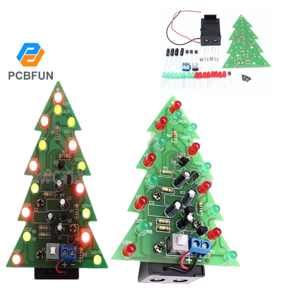 Pcbfun Red Green Flash Circuit Led Christmas Tree Flashing Light Diy