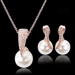 Wedding Wings Pearls Necklace Earrings Jewelry Set Fashion Gift SET HJ007